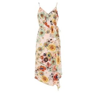 Topshop pink floral wrap dress